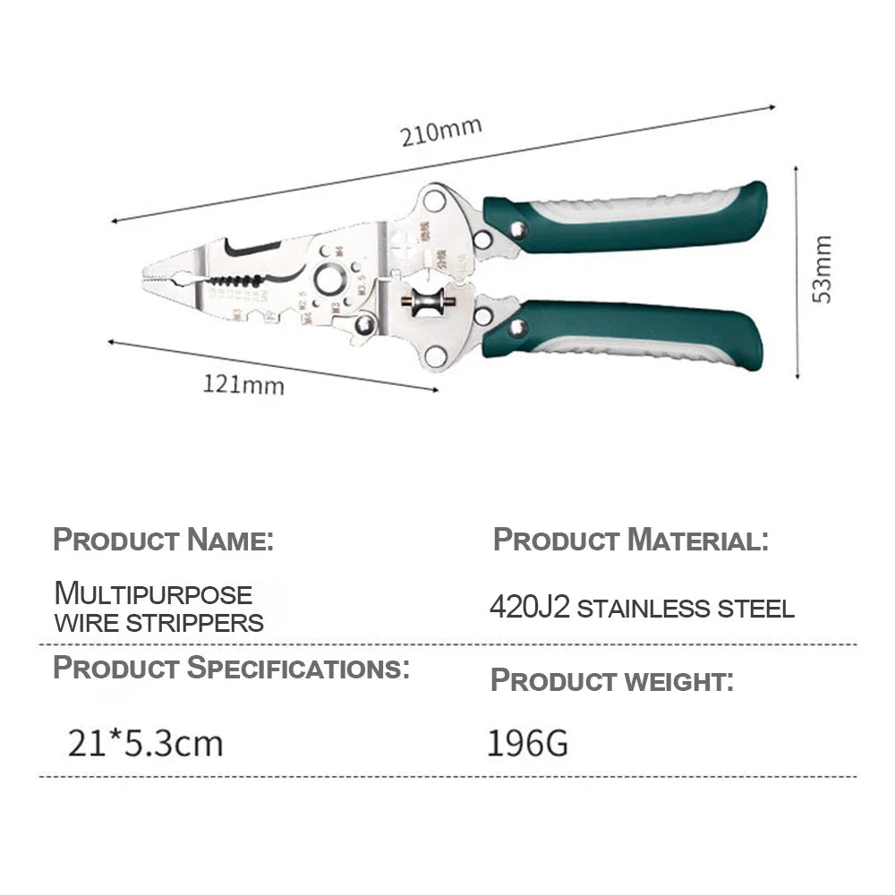 1Pcs Multifunctional Foldable Wire Stripper Crimper Cable Cutter Pliers Electrician Cable Cutting Wiring Pulling Stripping Tools