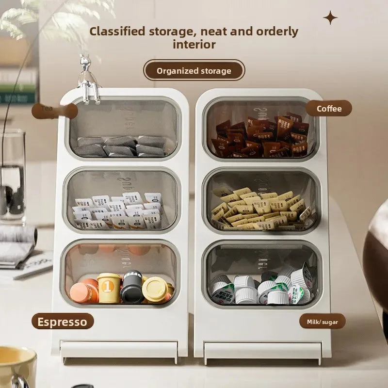 Multi-Layer Capsule Coffee Tea Leaves Snacks Organizer Desk Top Storage Box Kitchen Cabinet Storage Rack Home Organization